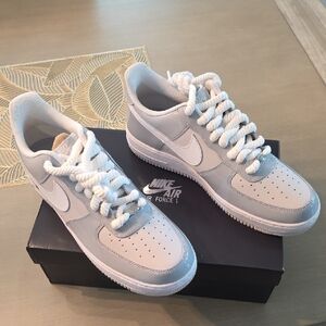Nike Air Force 1 White and Light Gray Shoes Men Brand New With Tags